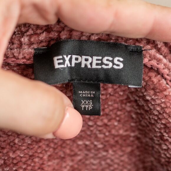 Women’s Express Dusty Rose Crop Chenille Sweater size XXS - Picture 7 of 8